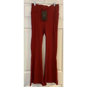 Fabletics NWT Leggings MED PureLuxe High-Waisted Crossover Flare Holly Berry Red